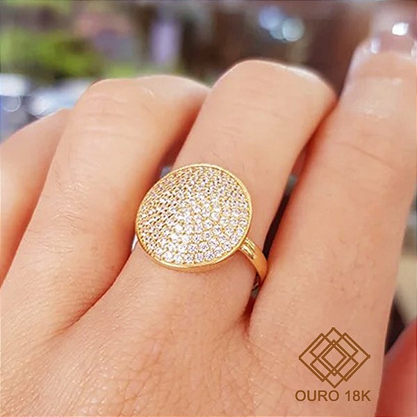 Anel Chuveiro Ouro 18k Zircônias