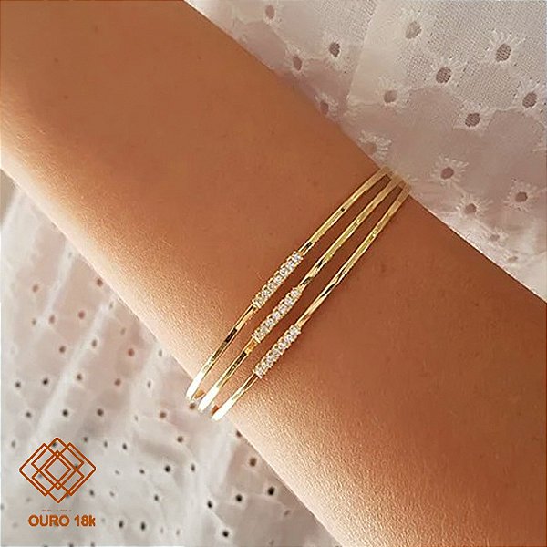 Bracelete Ouro 18k Zircônias
