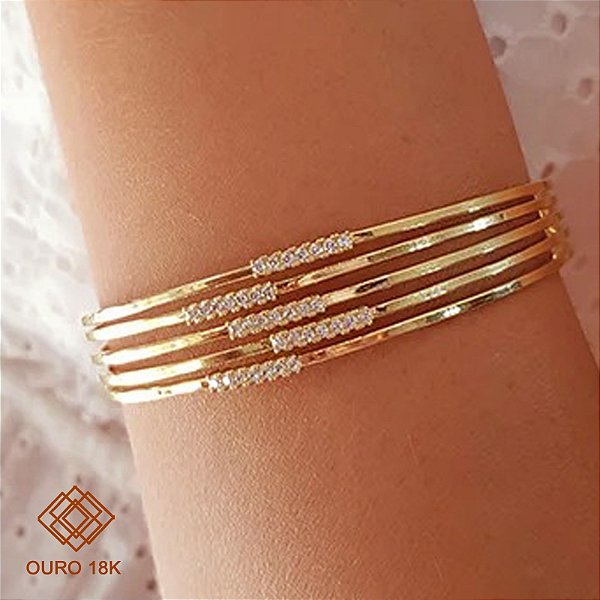 Bracelete Ouro 18k Zircônias