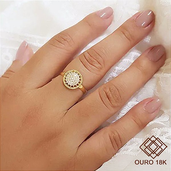 Anel Chuveiro Ouro 18k Zircônias