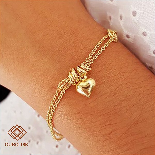 Pulseira Coração Ouro 18k