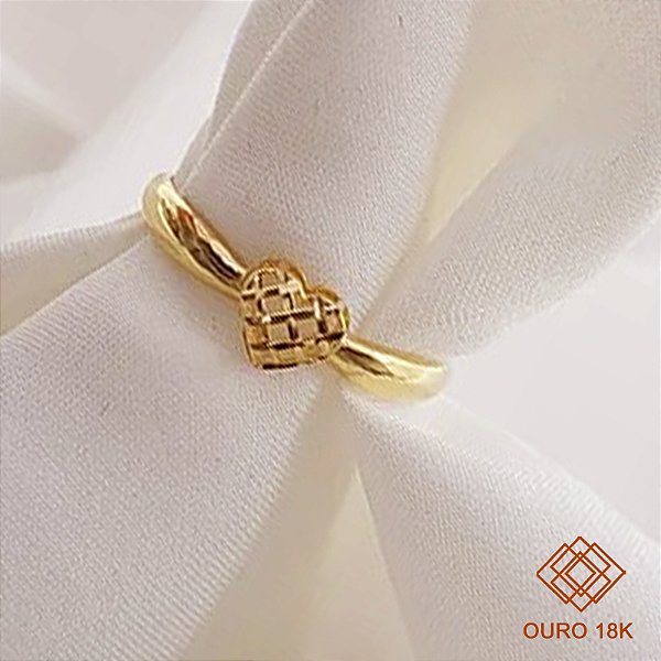 Anel Coração Diamantado Ouro 18k