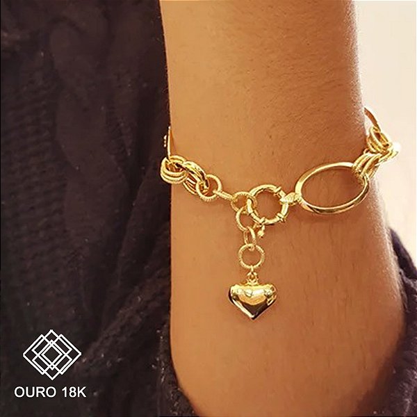 Pulseira Coração Ouro 18k