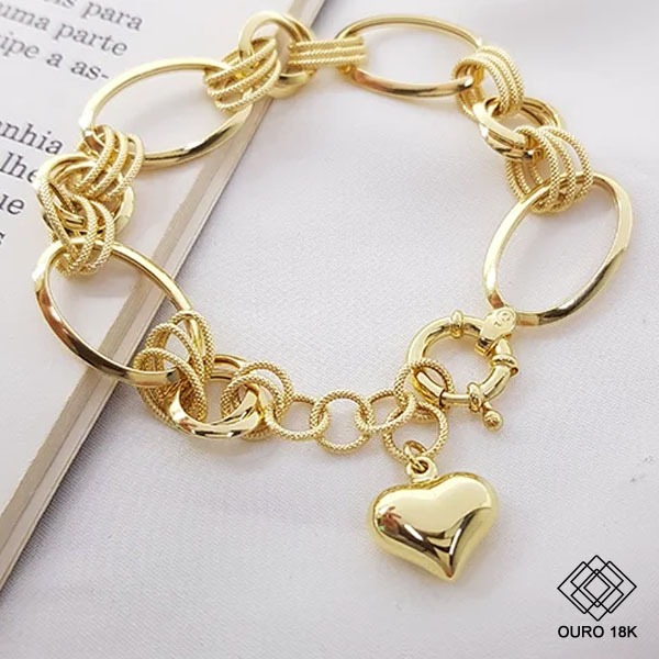 Pulseira Coração Ouro 18k
