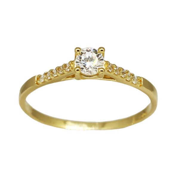 Anel Solitário Ouro 18k Zircônias