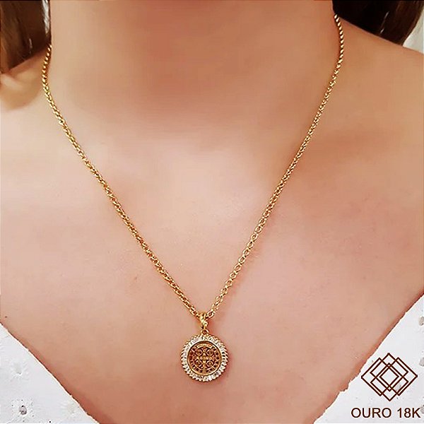 Kit Cordão + Pingente São Bento Ouro 18k