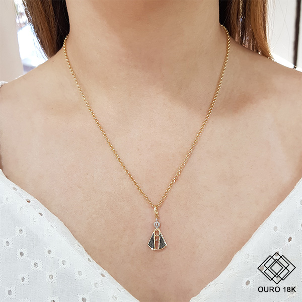 Kit Cordão Ouro 18k + Pingente Nossa Senhora Aparecida Ouro 18k