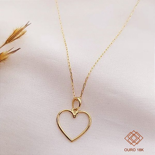 Kit Cordão Ouro 18k + Pingente Coração Ouro 18k