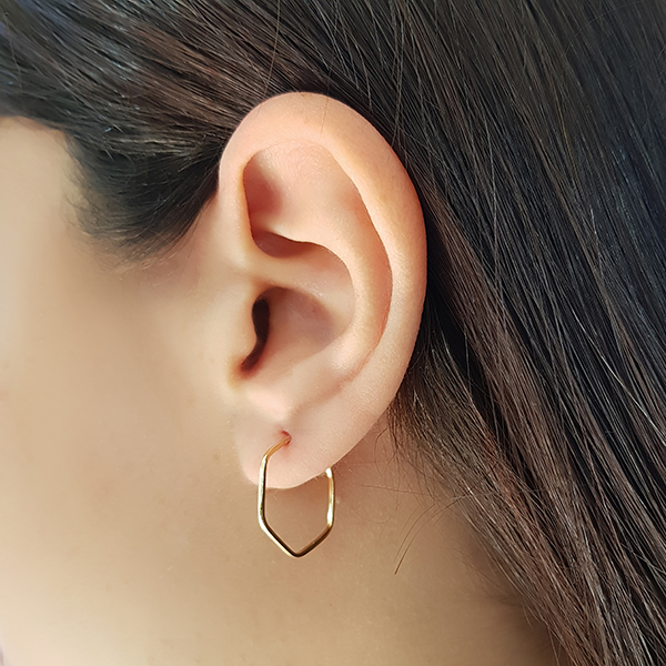 Brinco Argola Sextavado Ouro 18k