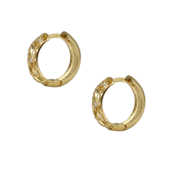 Brinco Argola Filigrana Ouro 18k Zircônias