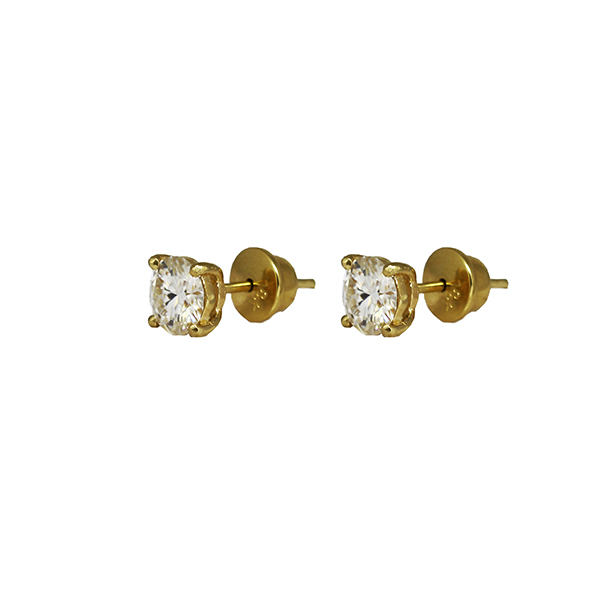 Brinco Solitário Ouro 18k e Moissanite 6mm