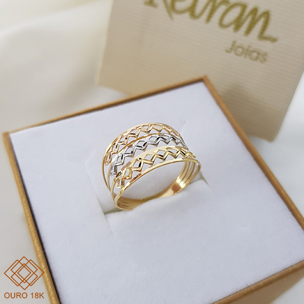 Anel 3 Cores Ouro 18k