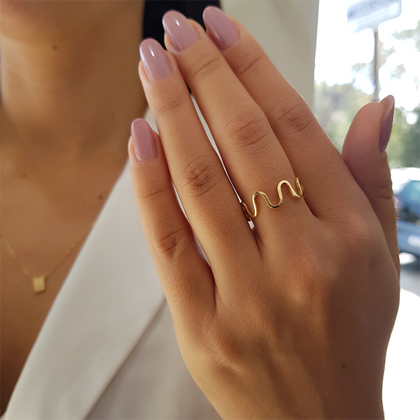 Anel Ondas Ouro 18k
