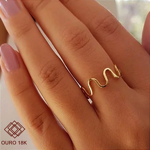 Anel Ondas Ouro 18k