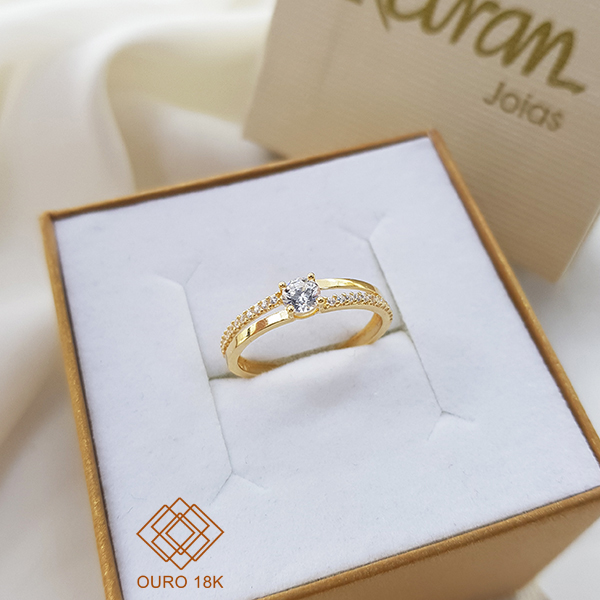 Anel Solitário Ouro 18k