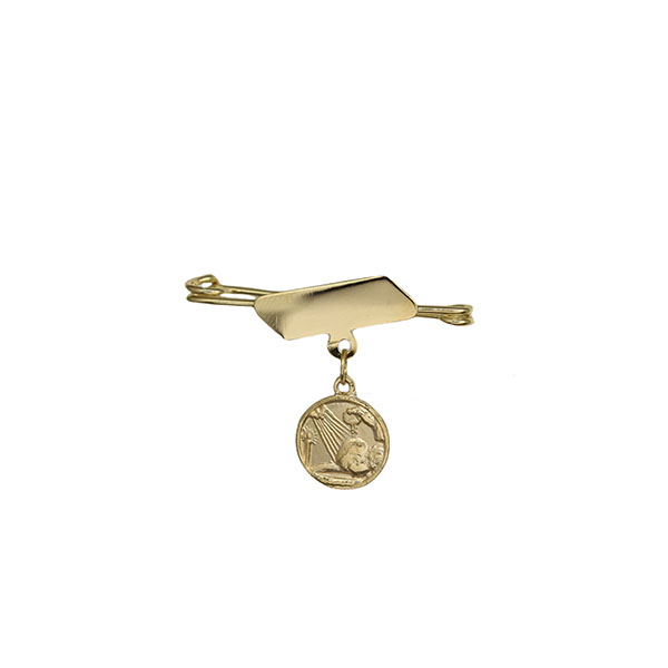 Pingente Alfinete Medalha Batismo Ouro 18k