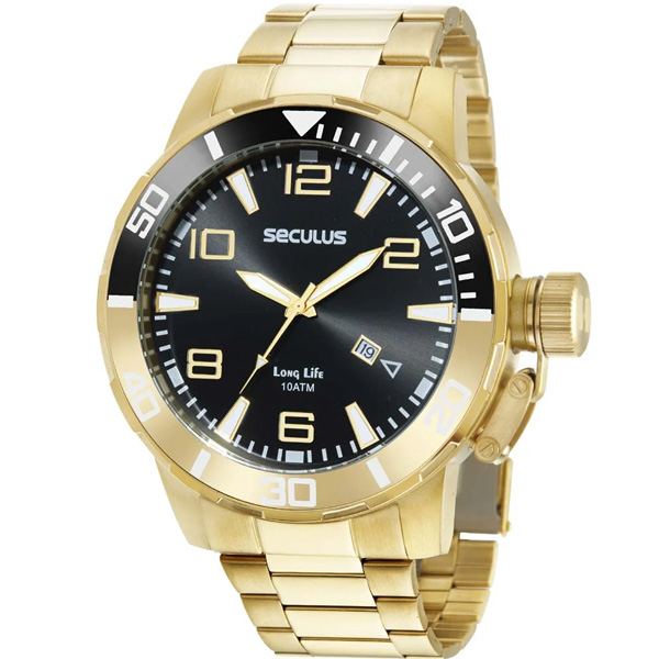 Relógio Seculus Masculino Dourado 44102Gpsvda2