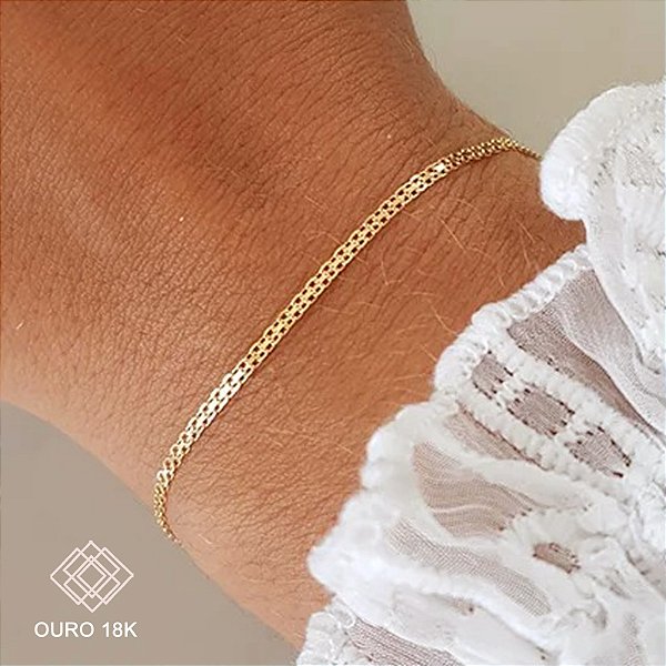 Pulseira Bismark 1mm Ouro 18k