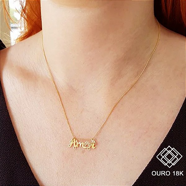 Gargantilha "Amor" Ouro 18k Pet Love