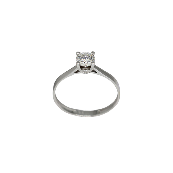 Anel Solitário Ouro Branco 18k e Moissanite 5mm