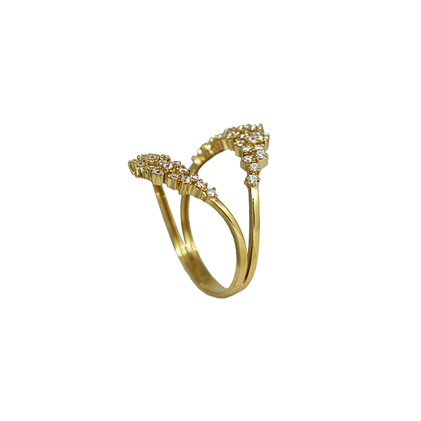 Anel Duplo Ouro 18k Zircônia