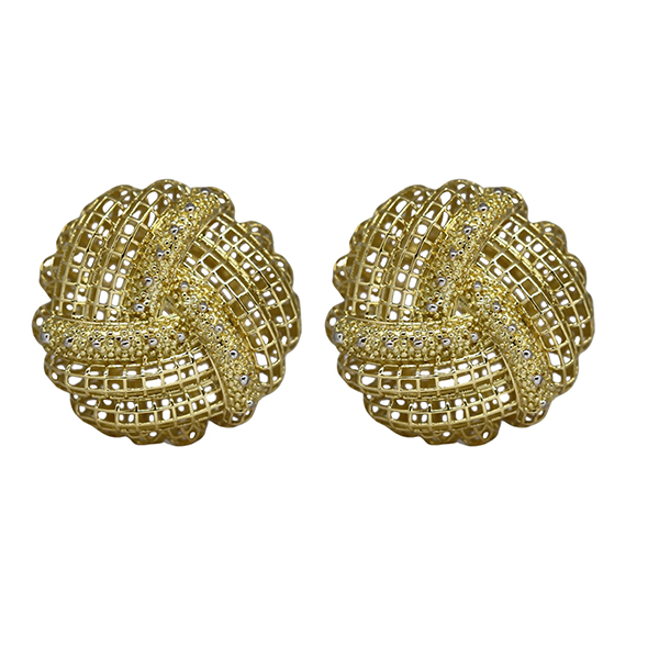 Brinco Modelo Botão em Filigrana Ouro 18k