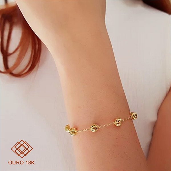 Pulseira Esferas Filigrana Ouro 18k