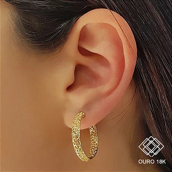 Brinco Argola Filigrana Ouro 18k
