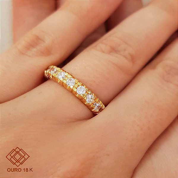 Anel Aparador Inteira Brilhante Moissanite 1,97 Cts Ouro 18k