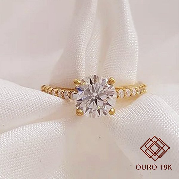 Anel Solitário Ouro 18k Brilhante Moissanite 1,25 Cts