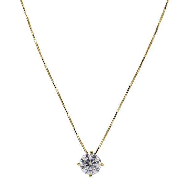 Gargantilha Ponto de Luz Ouro 18k com Moissanite 7mm