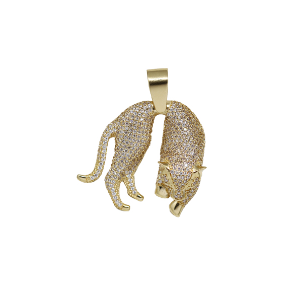 Pingente Pantera Grande Ouro 18k Zircônia