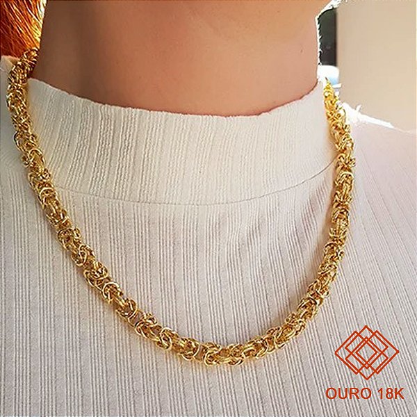 Gargantilha Elo Bizantina Ouro 18k - 45cm