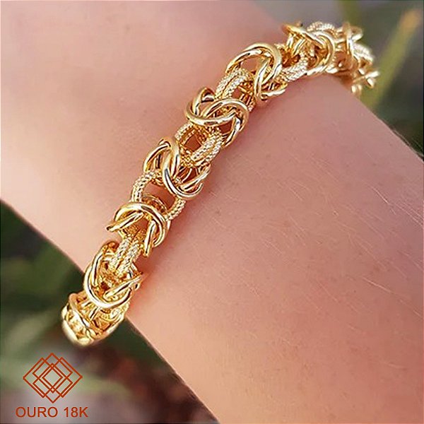 Pulseira Elo Bizantina Ouro 18k