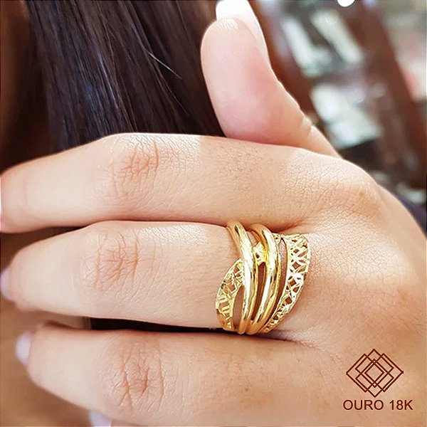 Anel Trançado Filigrana Ouro 18k