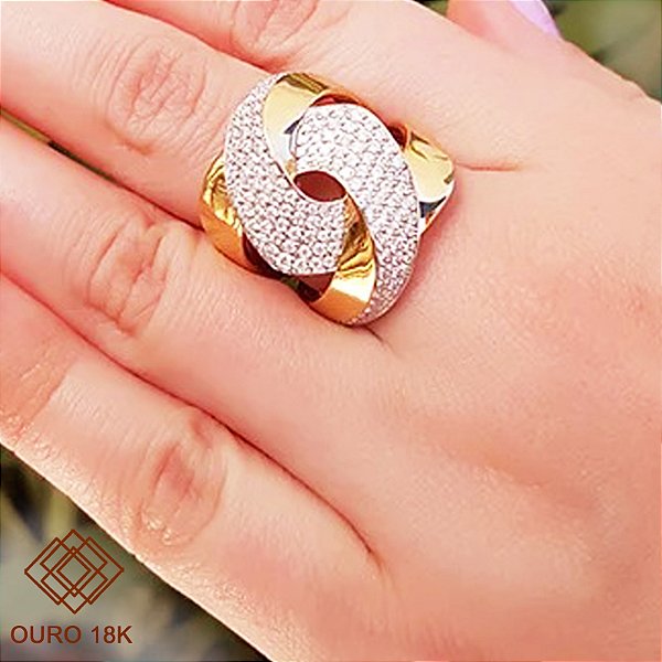 Anel Torcido Ouro 18k Brilhante Moissanite 136 Pts