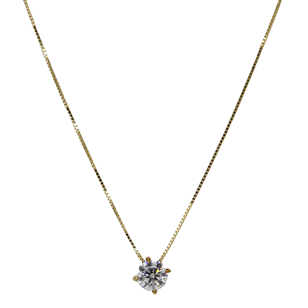 Gargantilha Ponto de Luz Ouro 18k com Moissanite 6mm
