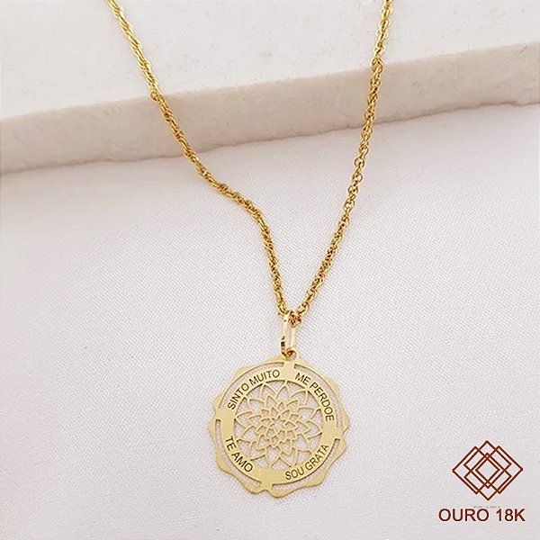 Kit Cordão Ouro 18k + Pingente Ho’oponopono Ouro 18k