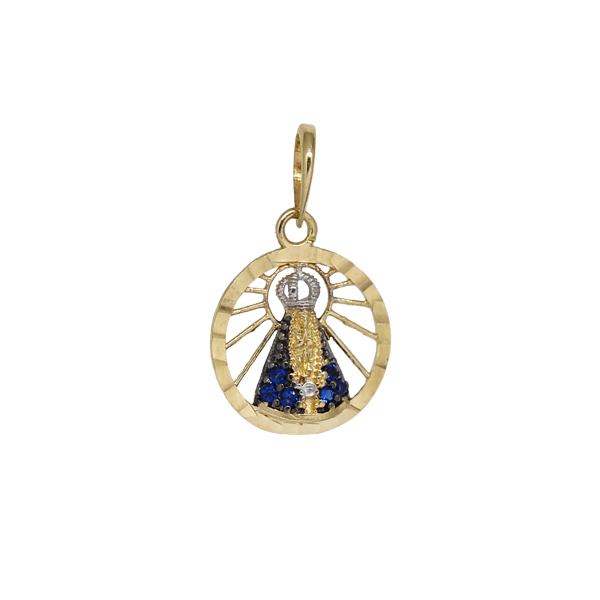Pingente Nossa Senhora Aparecida Ouro 18k Zircônia
