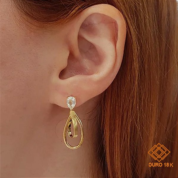 Brinco Gota  Ouro 18k Topázio