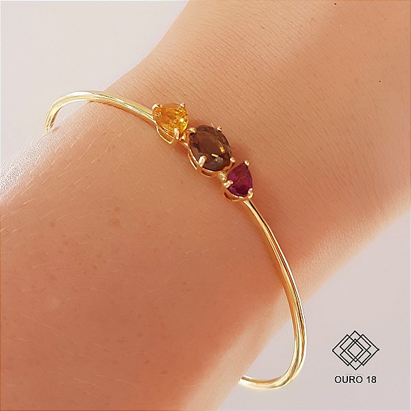 Bracelete Ouro 18k Pedras Naturais