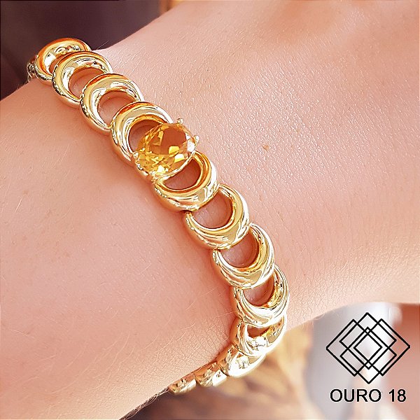 Pulseira Elos Ouro 18k Citrino