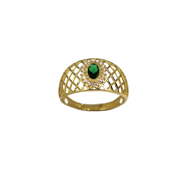 Anel Filigrana Ouro 18k Zircônia Verde