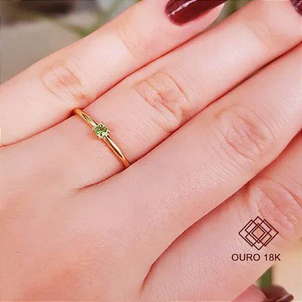 Anel Solitário Tsavorita Ouro 18k