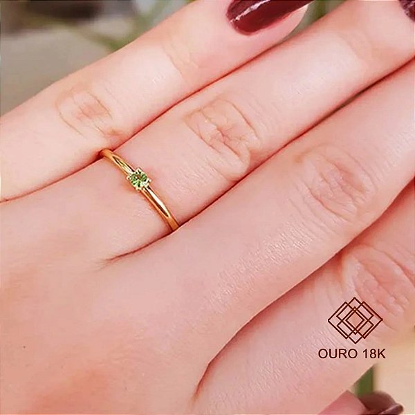Anel Solitário Tsavorita Ouro 18k