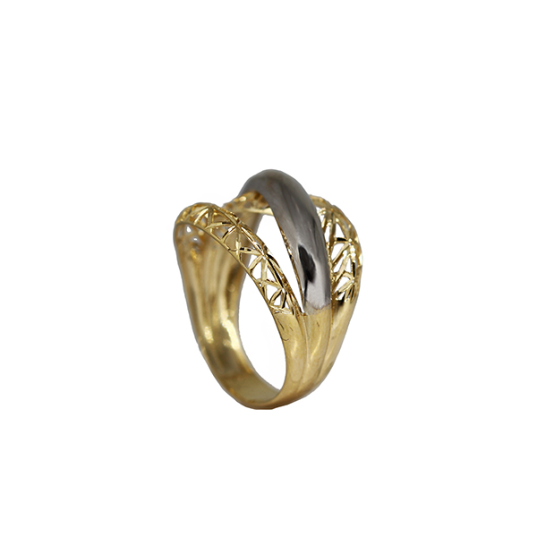 Anel Filigrana Ouro 18k e Ouro Branco 18k