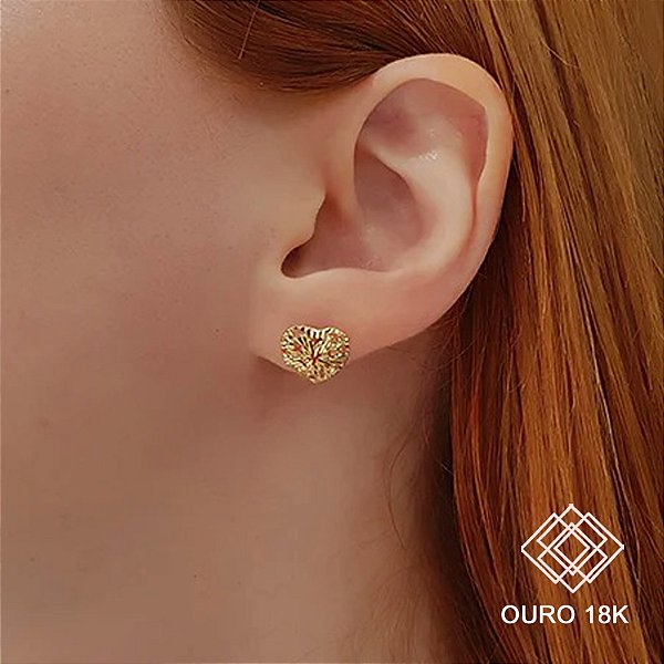 Brinco Coração Ouro 18k