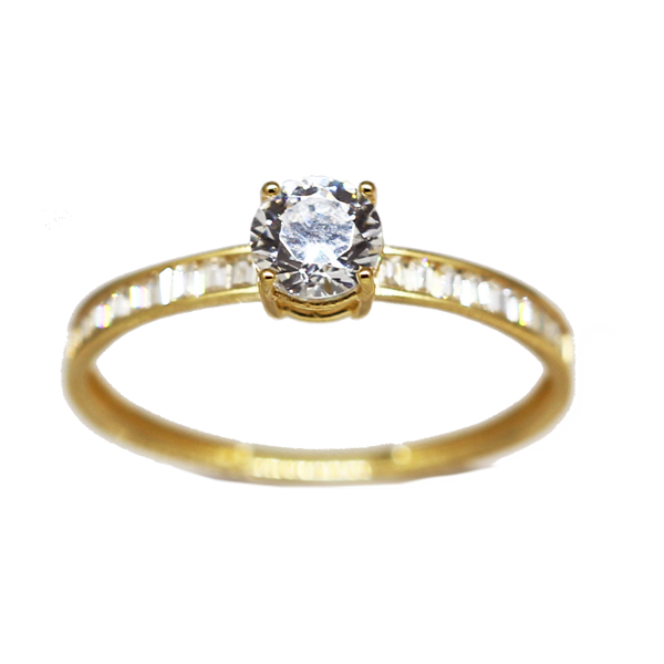 Anel Solitário Ouro 18k Zircônias