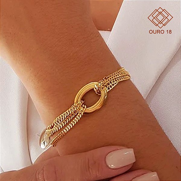 Pulseira Bold Fios Elo Ouro 18k