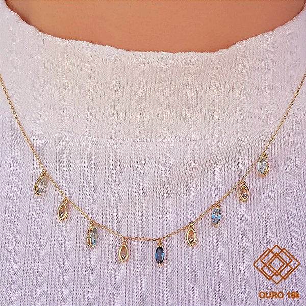 Gargantilha Ouro 18k Topázios
